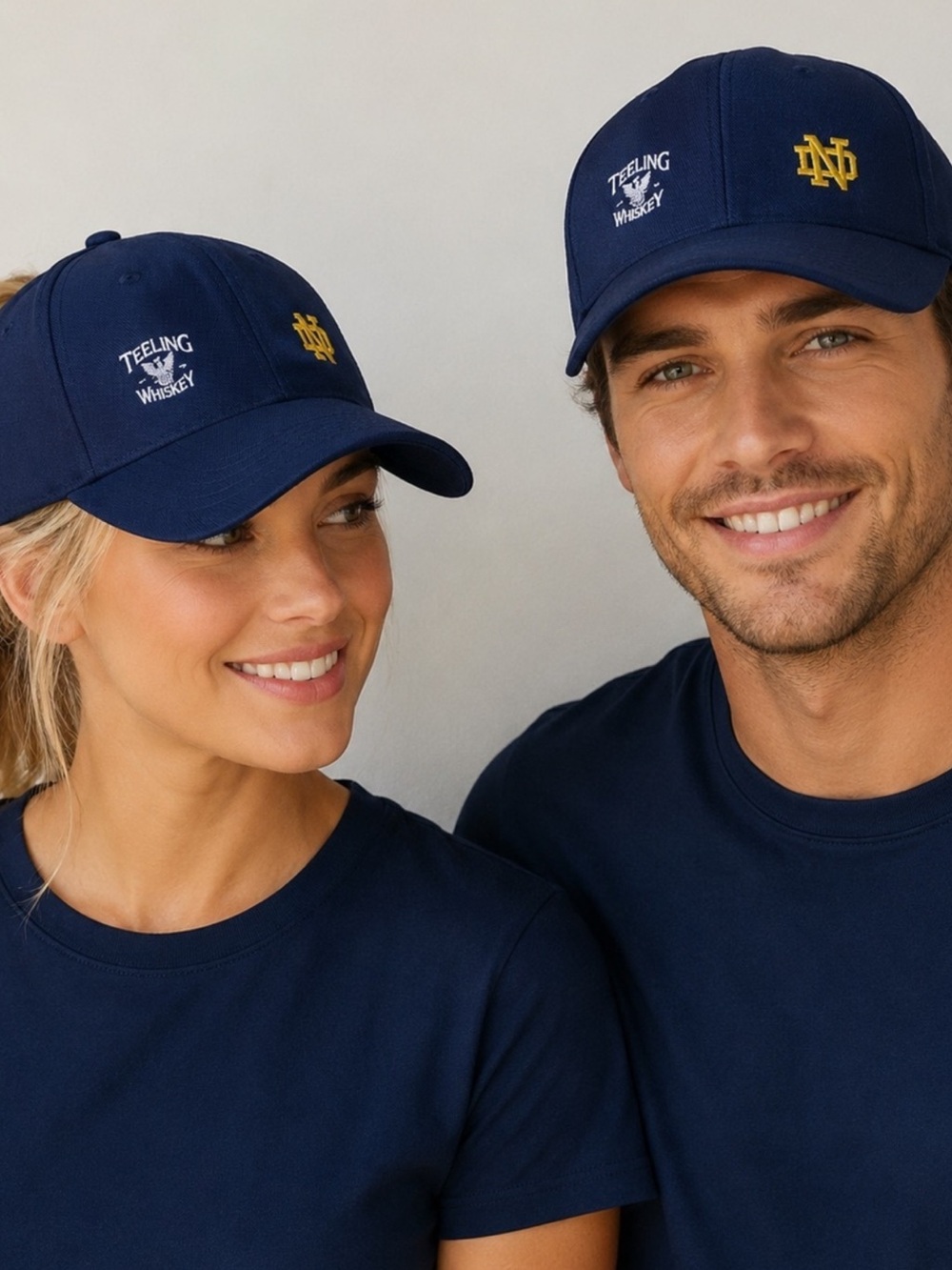 NEW UNISEX Navy Blue and Gold Notre Dame Embroidered Logo Baseball Cap - Picture 14 of 14